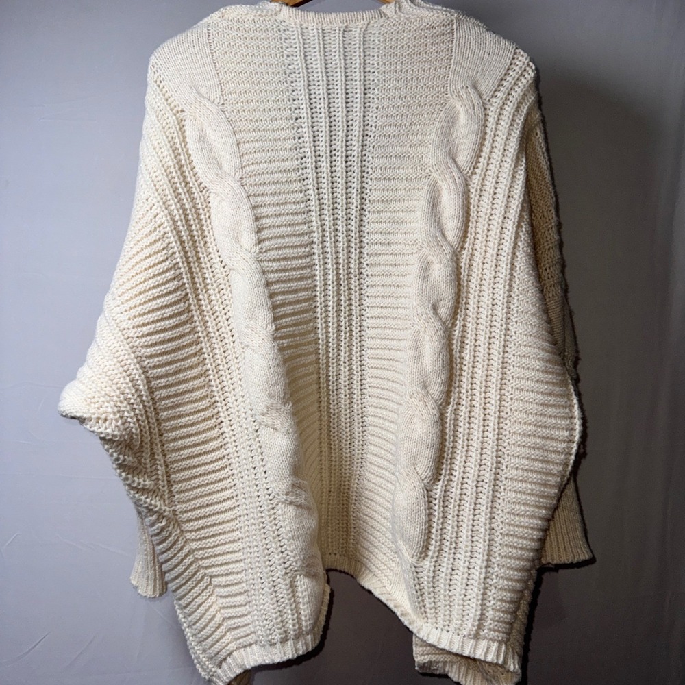 Simply Southern Cream Cable Knit Cardigan Sweater Womens Large Cocoon Dolman L - Picture 3 of 12